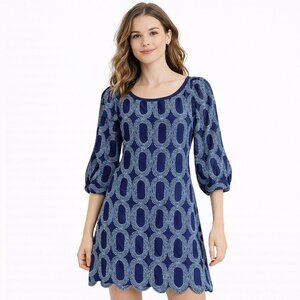 FROCK by Tracy Reese Judy Dress Embroidered Silk Navy Blue Size 6 NWT